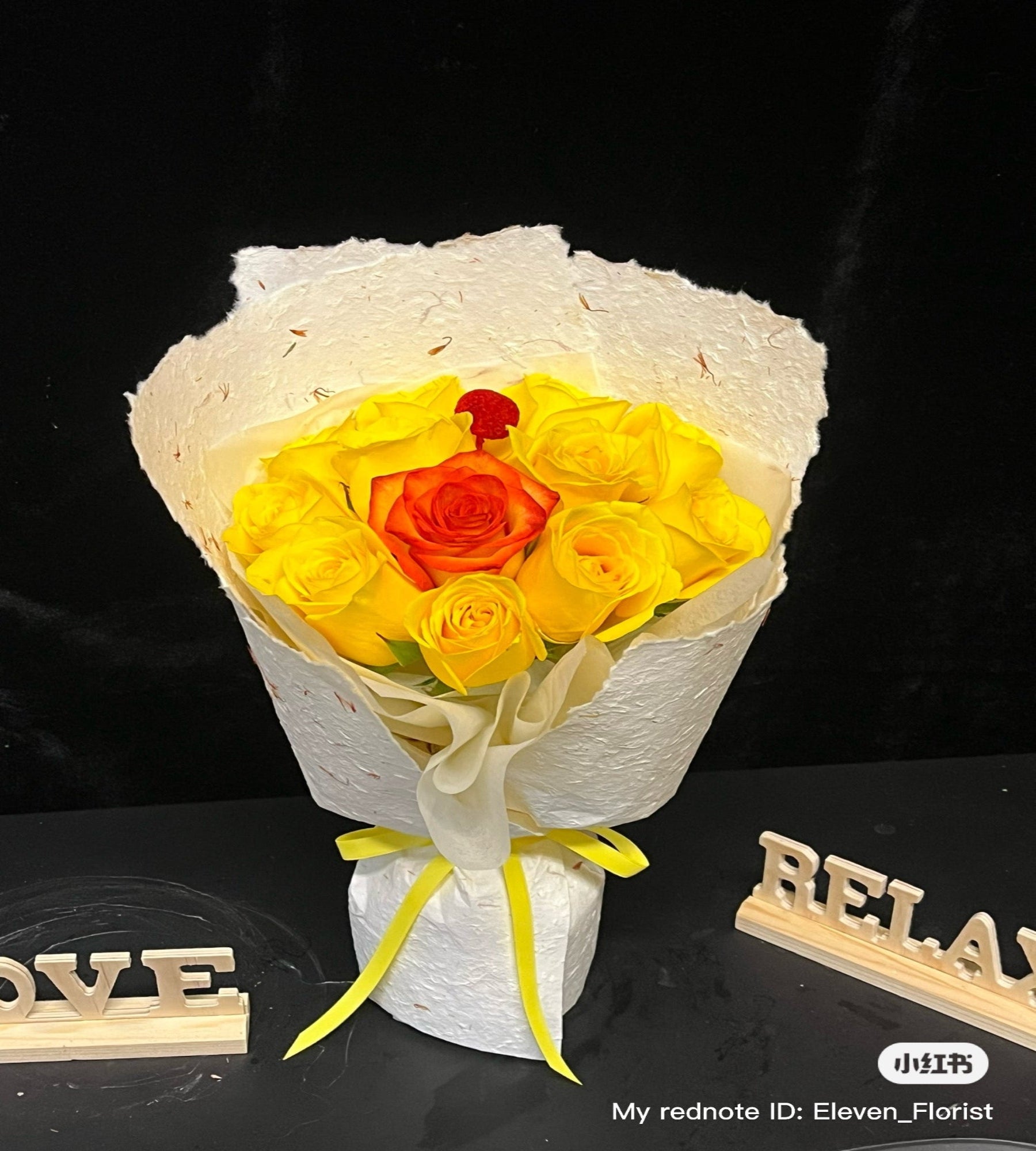 Yellow Rose With Red Heart