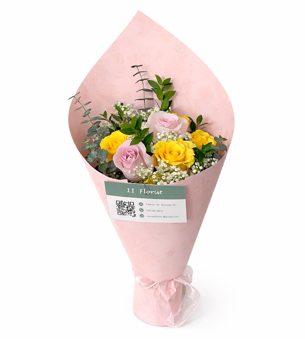 Blush & Sunshine Rose Bouquet