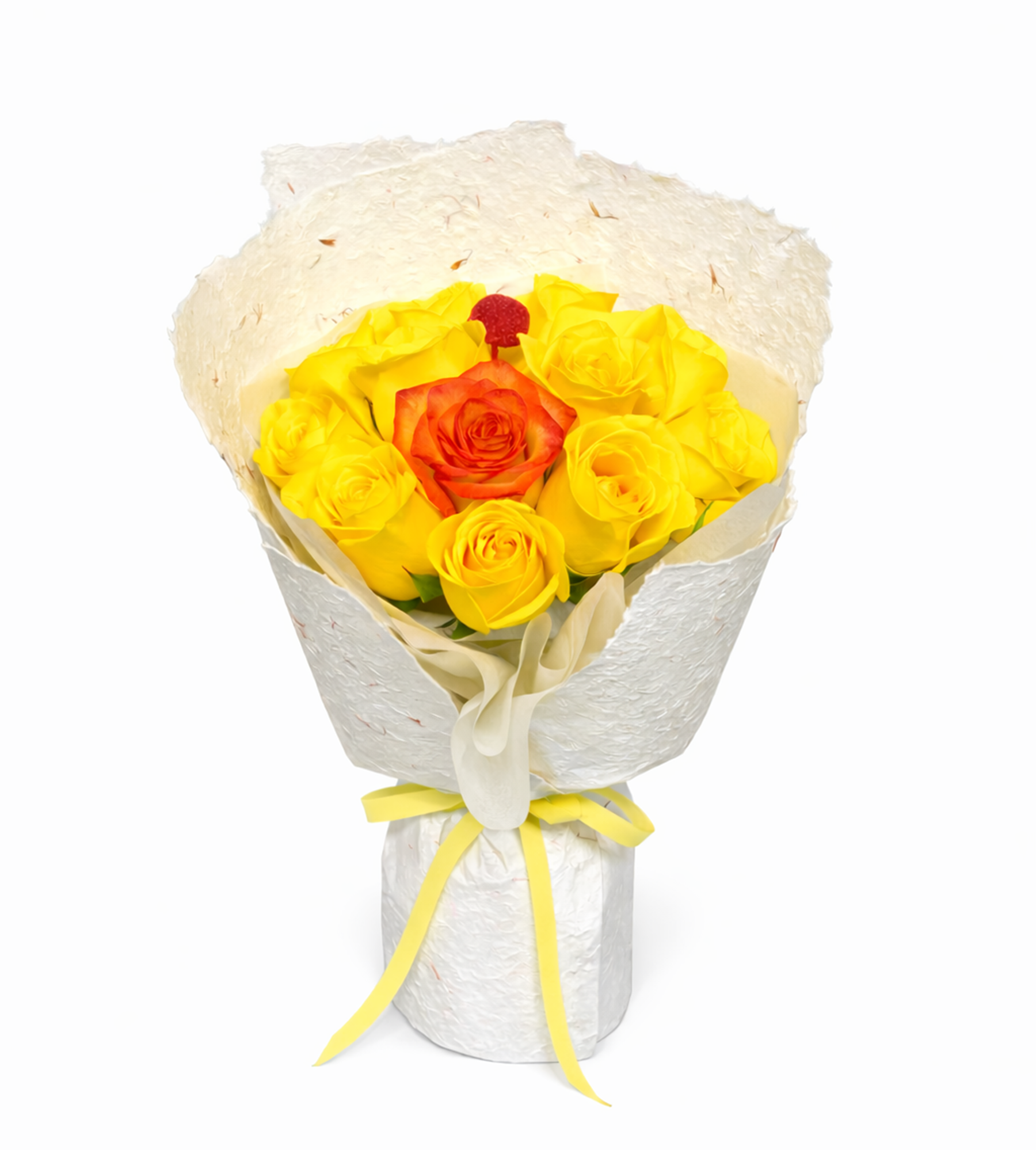 Yellow Rose With Red Heart